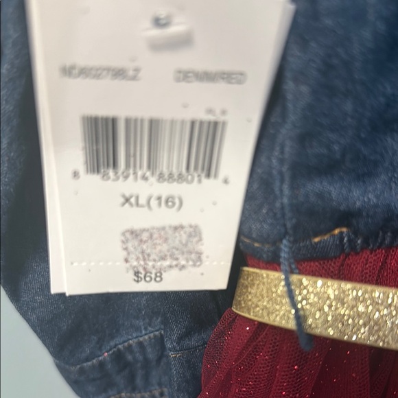 Lilt Blue and Red Jean dress  with Tulle Accents - Picture 10 of 10